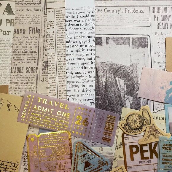 50+ Piece Scrapbooking And Paper Craft Bundle Travel Newspaper - Picture 4 of 5